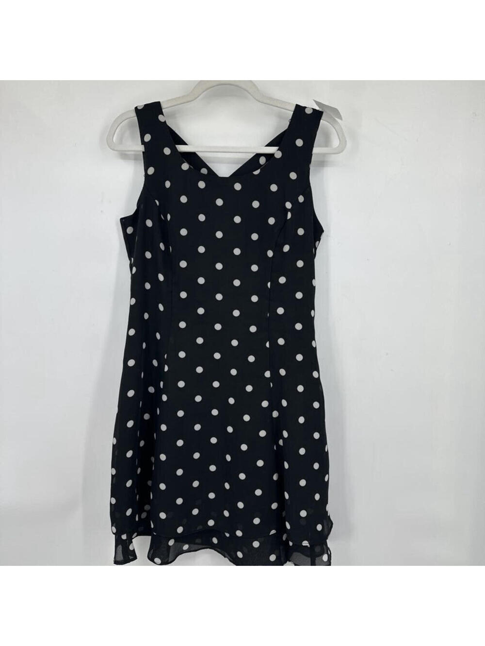 Women's Vintage Scarlett 90's does 50's Black and White Polka Dot Mini Dress 7/8